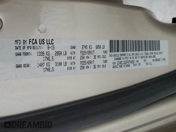 2015 Chrysler Town & Country Limited Platinum with VIN 2C4RC1GG2FR754958, listed as a Copart auction lot 50293575 with 198,166 mi miles and Clean Title. Bid and sale history available at DreamBid. Image 13.
