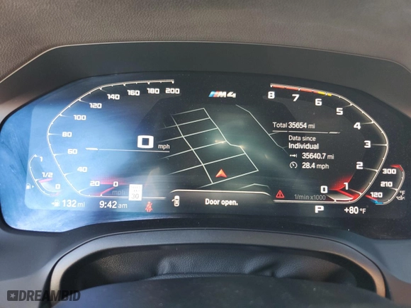 2021 BMW M4 Competition with VIN WBS33AZ05MCG69989, listed as a Copart auction lot 51356855 with 35,654 mi miles and Salvage Title. Bid and sale history available at carsss.com. Image 9.