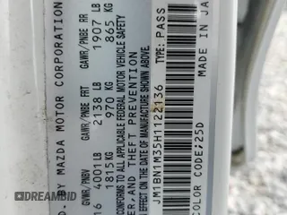 2017 Mazda 3 Grand Touring with VIN JM1BN1M35H1122136, listed as a Copart auction lot 54458755 with 62,515 mi miles and Salvage Title. Bid and sale history available at DreamBid. Image 12.