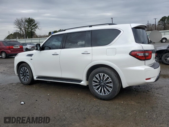 2021 Nissan Armada SL with VIN JN8AY2BA7M9372665, listed as a Copart auction lot 47843675 with 128,533 mi miles and Salvage Title. Bid and sale history available at carsss.com. Image 2.