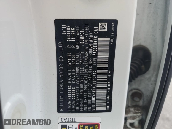 2018 Honda Clarity Plug-In Hybrid with VIN JHMZC5F16JC013412, listed as a Copart auction lot 79014864 with 83,784 mi miles and Clean Title. Bid and sale history available at carsss.com. Image 12.
