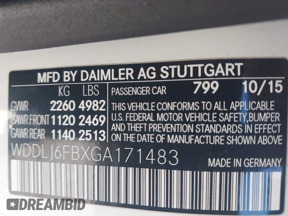 2016 Mercedes-Benz CLS 400 with VIN WDDLJ6FBXGA171483, listed as a IAAI auction lot 42197279 with 152,131 mi miles and . Bid and sale history available at DreamBid. Image 9.