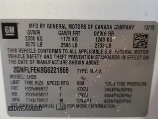 2016 Chevrolet Equinox LT with VIN 2GNFLFEK8G6221868, listed as a Copart auction lot 53621145 with 96,408 mi miles and Salvage Title. Bid and sale history available at DreamBid. Image 13.