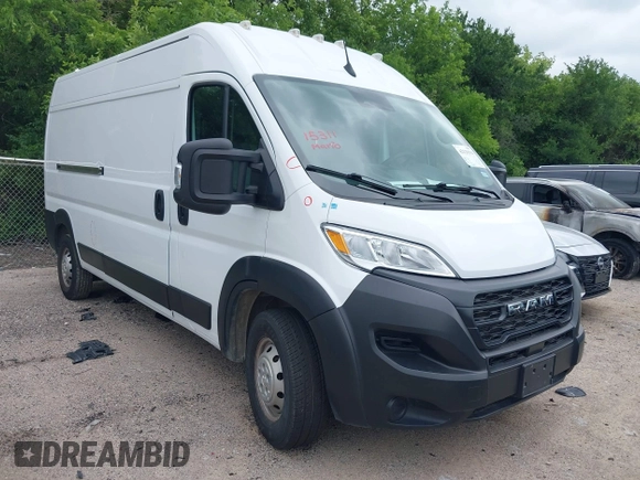 2023 Ram ProMaster Cargo with VIN 3C6LRVDG5PE563688, listed as a IAAI auction lot 42129104 with 36,610 mi miles and . Bid and sale history available at carsss.com. Image 1.