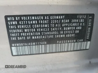 2013 Volkswagen Golf с VIN WVWDB7AJ4DW117448, выставлен на аукционе Copart как лот 70792284 с пробегом 146 378 миль миль и Списание • Salvage title. История ставок и продаж доступна на DreamBid. Изображение 12.