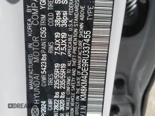 2024 Hyundai Ioniq 5 SE z VIN KM8KM4DE9RU337455, wystawiony jako Copart lot #53738745 z przebiegiem 2 490 mil mil oraz Szkoda całkowita • Salvage title. Historia ofert i sprzedaży dostępna na DreamBid. Obrazek 14.