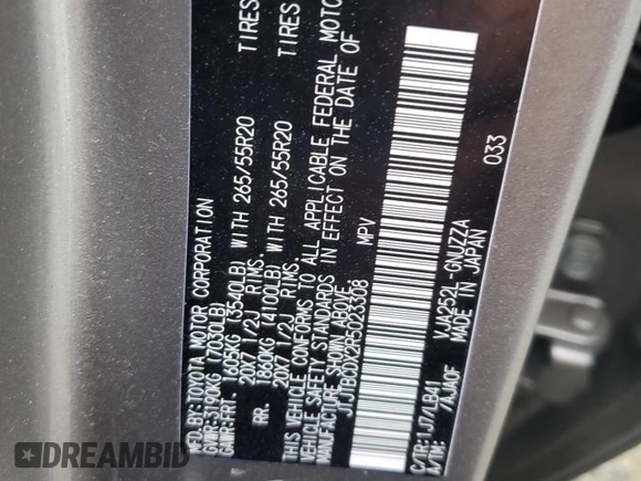 2024 Lexus GX 550 Premium z VIN JTJTBCDX2R5023308, wystawiony jako Copart lot #50315765 z przebiegiem 5 366 mil mil oraz Szkoda całkowita • Salvage title. Historia ofert i sprzedaży dostępna na DreamBid. Obrazek 14.