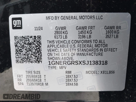 2025 Chevrolet Traverse FWD LT with VIN 1GNERGRSXSJ138318, listed as a IAAI auction lot 42209519 with 8,174 mi miles and . Bid and sale history available at DreamBid. Image 9.