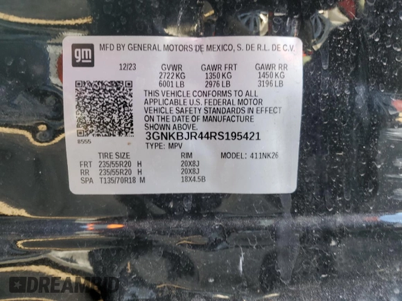 2024 Chevrolet Blazer LT with VIN 3GNKBJR44RS195421, listed as a Copart auction lot 88692715 with 12,113 mi miles and Salvage title. Bid and sale history available at DreamBid. Image 13.