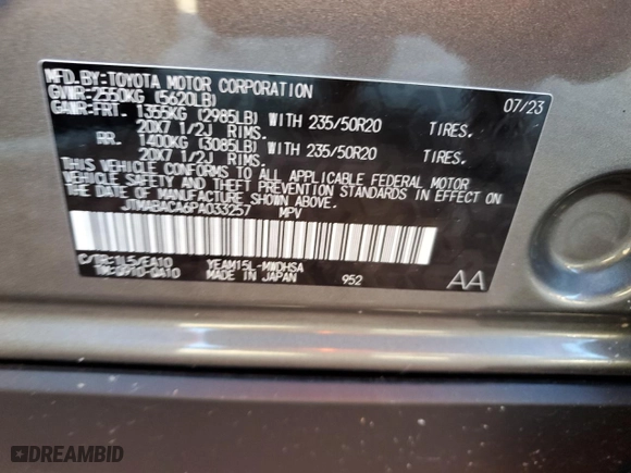 2023 Toyota bZ4X XLE with VIN JTMABACA6PA033257, listed as a Copart auction lot 41314094 with 1,321 mi miles and Salvage Title. Bid and sale history available at carsss.com. Image 13.