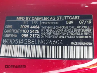 2020 Mercedes-Benz CLA 250 z VIN WDD5J4GB8LN026604, wystawiony jako IAAI lot #42102642 z przebiegiem 79 329 mil mil oraz . Historia ofert i sprzedaży dostępna na DreamBid. Obrazek 9.