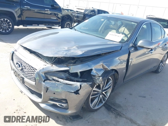 2015 Infiniti Q50 Premium with VIN JN1BV7AP8FM331055, listed as a IAAI auction lot 41828967 with 110,683 mi miles. Bid and sale history available at carsss.com. Image 6.