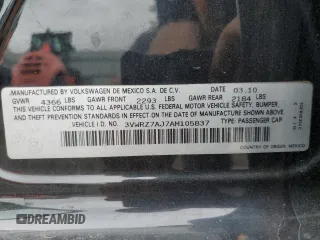 2010 Volkswagen Jetta Limited Edition с VIN 3VWRZ7AJ7AM105837, выставлен на аукционе Copart как лот 61132075 с пробегом 169 739 миль миль и Чистый • Clean title. История ставок и продаж доступна на DreamBid. Изображение 12.