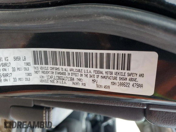 2016 Jeep Cherokee Latitude z VIN 1C4PJLCB6GW171384, wystawiony jako Copart lot #55820145 z przebiegiem 127 062 mil mil oraz Szkoda całkowita • Salvage title. Historia ofert i sprzedaży dostępna na DreamBid. Obrazek 12.