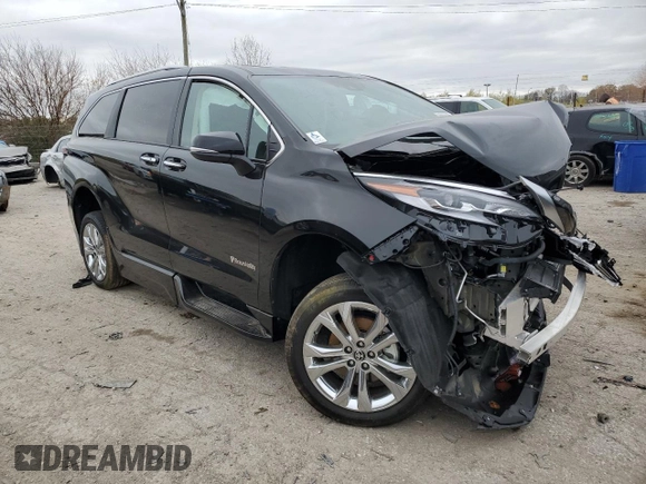 2023 Toyota Sienna Platinum with VIN 5TDERKEC6PS175340, listed as a Copart auction lot 57083465 with Not provided miles and Salvage title. Bid and sale history available at DreamBid. Image 4.