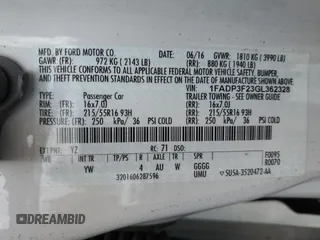 2016 Ford Focus SE with VIN 1FADP3F23GL362328, listed as a Copart auction lot 54898205 with 86,323 mi miles and Salvage title. Bid and sale history available at DreamBid. Image 12.