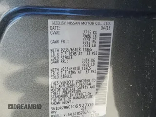 2018 Nissan Pathfinder S with VIN 5N1DR2MN0JC652704, listed as a Copart auction lot 47430255 with 169,306 mi miles and Clean Title. Bid and sale history available at carsss.com. Image 13.