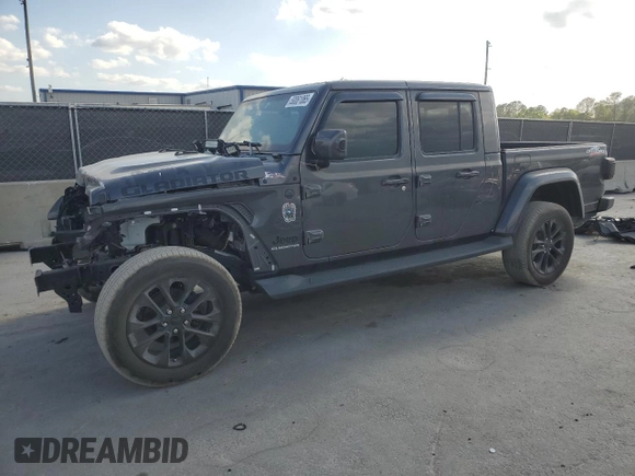 2021 Jeep Gladiator Overland with VIN 1C6HJTFG2ML517477, listed as a Copart auction lot 50061065 with 27,443 mi miles and Salvage title. Bid and sale history available at DreamBid. Image 1.