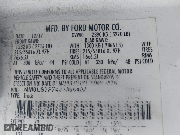 2018 Ford Transit Connect XLT с VIN NM0LS7F74J1366492, выставлен на аукционе IAAI как лот 41476021 с пробегом 165 125 миль миль и . История ставок и продаж доступна на DreamBid. Изображение 9.