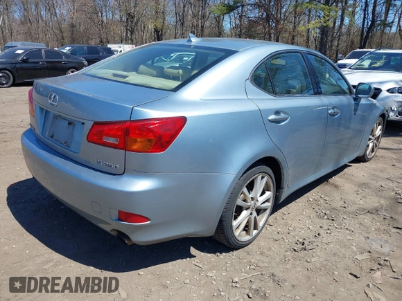2007 Lexus IS with VIN JTHBK262775050123, listed as a IAAI auction lot 42071853 with 169,479 mi miles. Bid and sale history available at carsss.com. Image 4.
