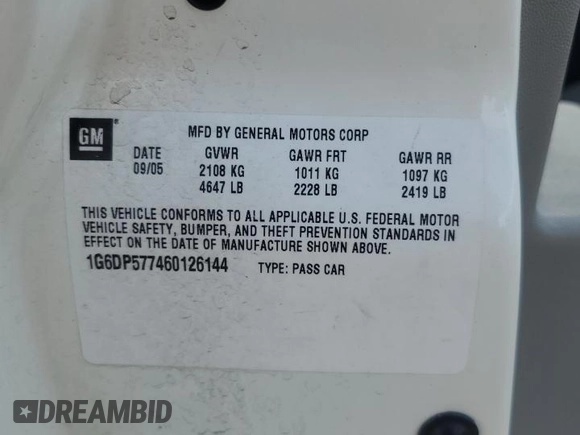 2006 Cadillac CTS with VIN 1G6DP577460126144, listed as a Copart auction lot 73348774 with 104,916 mi miles and Salvage Title. Bid and sale history available at carsss.com. Image 14.
