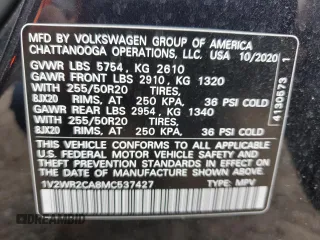 2021 Volkswagen Atlas SE z VIN 1V2WR2CA8MC537427, wystawiony jako Copart lot #47127525 z przebiegiem 46 134 mil mil oraz Czysty tytuł • Clean title. Historia ofert i sprzedaży dostępna na DreamBid. Obrazek 13.