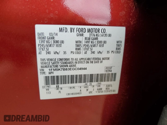 2014 Ford Explorer with VIN 1FM5K7B83EGC04944, listed as a Copart auction lot 51632355 with 153,821 mi miles and Salvage Title. Bid and sale history available at DreamBid. Image 13.