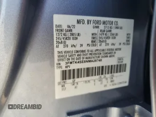 2022 Ford Mustang Mach-E GT с VIN 3FMTK4SE8NMA28748, выставлен на аукционе Copart как лот 48970145 с пробегом 44 771 миль миль и Списание • Salvage title. История ставок и продаж доступна на DreamBid. Изображение 14.