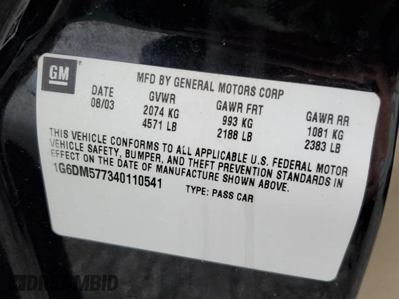 2004 Cadillac CTS with VIN 1G6DM577340110541, listed as a Copart auction lot 79263544 with 156,822 mi miles and Salvage Title. Bid and sale history available at carsss.com. Image 12.