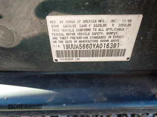 2000 Acura TL with VIN 19UUA5660YA016391, listed as a IAAI auction lot 41569131 with 107,692 mi miles. Bid and sale history available at carsss.com. Image 9.