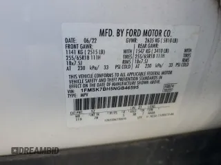 2022 Ford Explorer with VIN 1FMSK7BH5NGB46595, listed as a Copart auction lot 84799944 with 37,326 mi miles and Clean Title. Bid and sale history available at carsss.com. Image 16.