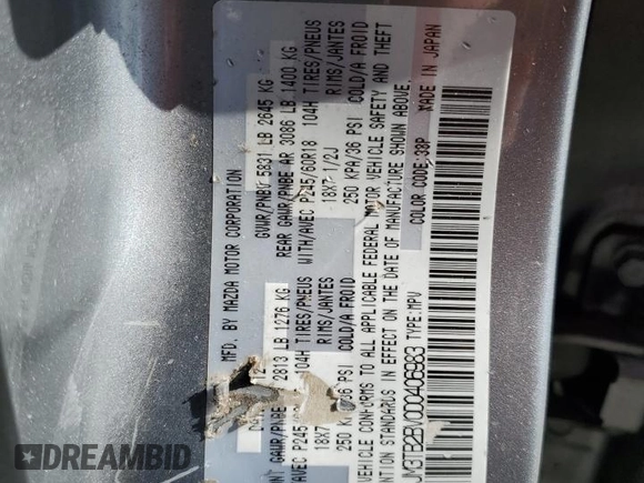 2013 Mazda CX-9 Sport with VIN JM3TB2BV0D0406983, listed as a Copart auction lot 53833015 with 231,195 mi miles and Clean title. Bid and sale history available at DreamBid. Image 13.
