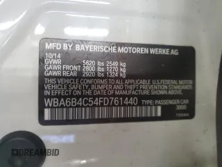 2015 BMW 6 Series 650i xDrive with VIN WBA6B4C54FD761440, listed as a Copart auction lot 45851515 with 64,060 mi miles and Salvage Title. Bid and sale history available at DreamBid. Image 14.