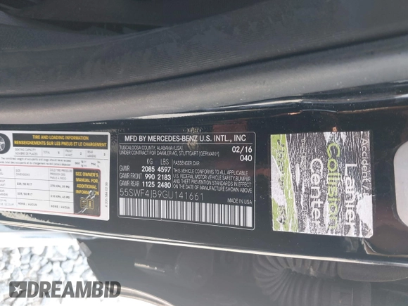 2016 Mercedes-Benz C 300 with VIN 55SWF4JB9GU141661, listed as a IAAI auction lot 41941518 with 158,626 mi miles and . Bid and sale history available at carsss.com. Image 9.