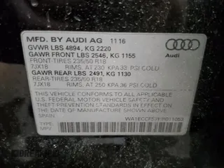 2017 Audi Q3 Premium with VIN WA1ECCFS7HR011053, listed as a Copart auction lot 50505645 with 78,842 mi miles and Salvage title. Bid and sale history available at DreamBid. Image 13.