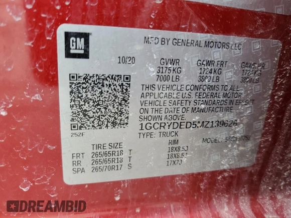 2021 Chevrolet Silverado 1500 LT with VIN 1GCRYDED5MZ139626, listed as a Copart auction lot 44760205 with 79,477 mi miles and Salvage Title. Bid and sale history available at DreamBid. Image 12.