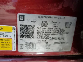 2017 Buick Enclave Leather with VIN 5GAKVBKD2HJ332373, listed as a Copart auction lot 54253585 with 153,394 mi miles and Salvage Title. Bid and sale history available at carsss.com. Image 14.