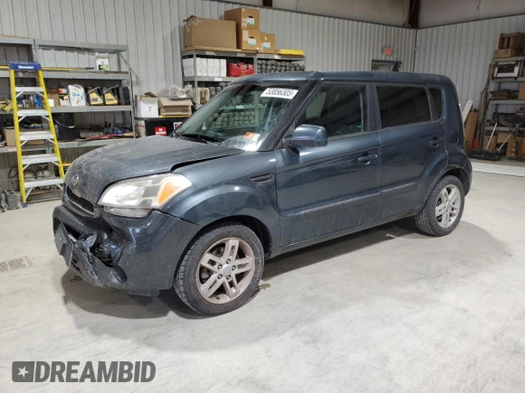 2011 Kia Soul + with VIN KNDJT2A28B7227132, listed as a Copart auction lot 53856305 with 185,608 mi miles and Salvage Title. Bid and sale history available at carsss.com. Image 1.