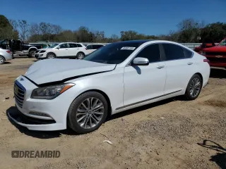 2017 Genesis G80 3.8L with VIN KMHGN4JE7HU209379, listed as a Copart auction lot 46981105 with 67,037 mi miles and Salvage Title. Bid and sale history available at carsss.com. Image 1.