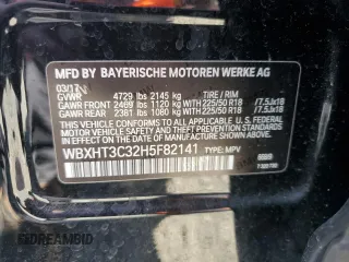 2017 BMW X1 xDrive28i with VIN WBXHT3C32H5F82141, listed as a Copart auction lot 53311785 with 52,867 mi miles and Salvage Title. Bid and sale history available at carsss.com. Image 13.