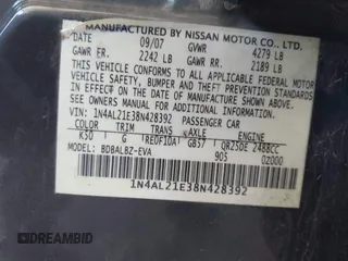 2008 Nissan Altima 2.5 with VIN 1N4AL21E38N428392, listed as a IAAI auction lot 41666178 with 156,808 mi miles. Bid and sale history available at carsss.com. Image 9.