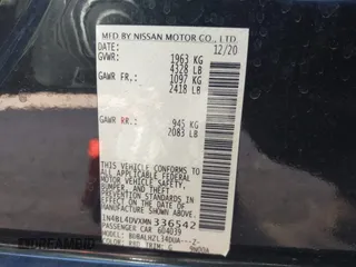 2021 Nissan Altima 2.5 SV with VIN 1N4BL4DVXMN336542, listed as a IAAI auction lot 41862208 with 1 mi miles. Bid and sale history available at carsss.com. Image 9.