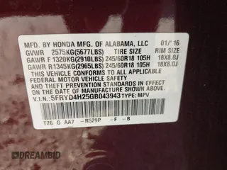 2016 Acura MDX with VIN 5FRYD4H25GB043943, listed as a IAAI auction lot 41731449 with 149,648 mi miles. Bid and sale history available at carsss.com. Image 9.