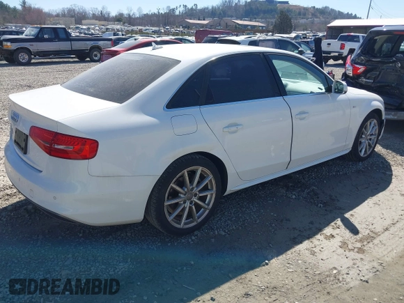 2014 Audi A4 Premium Plus with VIN WAUEFAFL5EN039086, listed as a IAAI auction lot 41770543 with 152,025 mi miles. Bid and sale history available at carsss.com. Image 4.
