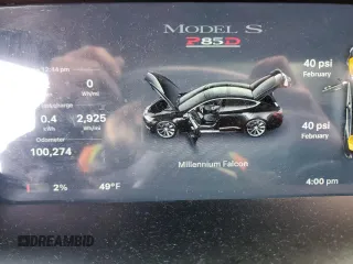 2014 Tesla Model S P85D with VIN 5YJSA1H28EFP63765, listed as a Copart auction lot 50241385 with 100,274 mi miles and Salvage Title. Bid and sale history available at DreamBid. Image 9.