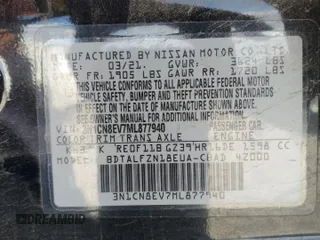 2021 Nissan Versa SV with VIN 3N1CN8EV7ML877940, listed as a Copart auction lot 59793625 with 67,750 mi miles and Salvage title. Bid and sale history available at DreamBid. Image 13.