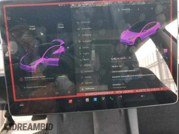 2021 Tesla Model 3 Standard Range Plus z VIN 5YJ3E1EA8MF098935, wystawiony jako Copart lot #53267905 z przebiegiem 116 673 mil mil oraz Szkody całkowita. Historia ofert i sprzedaży dostępna na DreamBid. Obrazek 9.