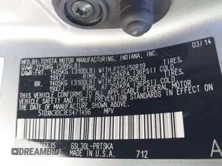 2014 Toyota Sienna SE with VIN 5TDXK3DC3ES471496, listed as a IAAI auction lot 41665914 with Not Provided miles and . Bid and sale history available at DreamBid. Image 9.