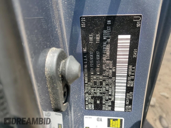 2022 Toyota Corolla Cross LE z VIN 7MUCAAAG8NV017408, wystawiony jako Copart lot #59096555 z przebiegiem 33 703 mil mil oraz Szkoda całkowita • Salvage title. Historia ofert i sprzedaży dostępna na DreamBid. Obrazek 13.