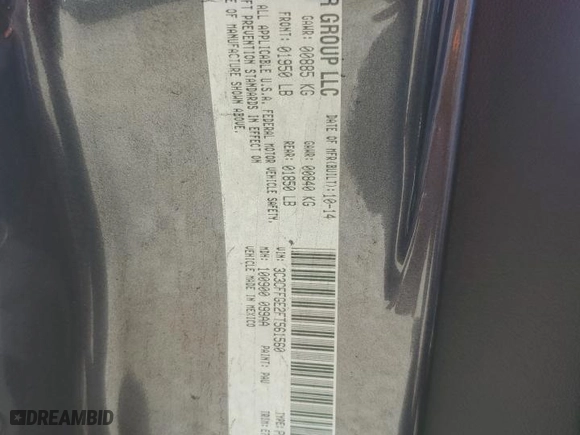2015 FIAT 500e with VIN 3C3CFFGE2FT561560, listed as a Copart auction lot 77210834 with 44,235 mi miles and Salvage Title. Bid and sale history available at carsss.com. Image 14.